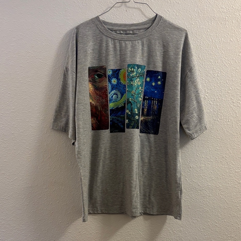 SHEIN Gray Starry Night Print Tee